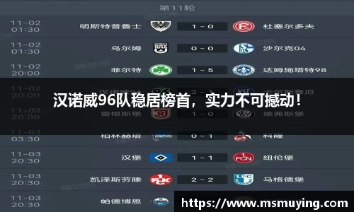 汉诺威96队稳居榜首，实力不可撼动！
